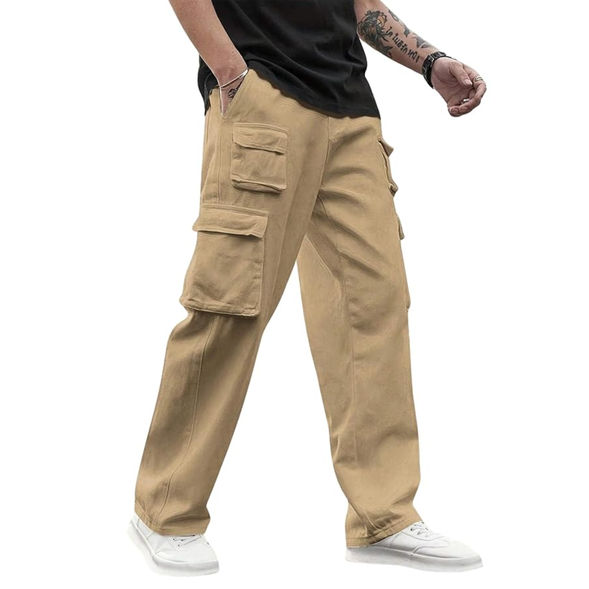 Lymio Men's Regular Fit Low Rise Cargo || Cotton C...